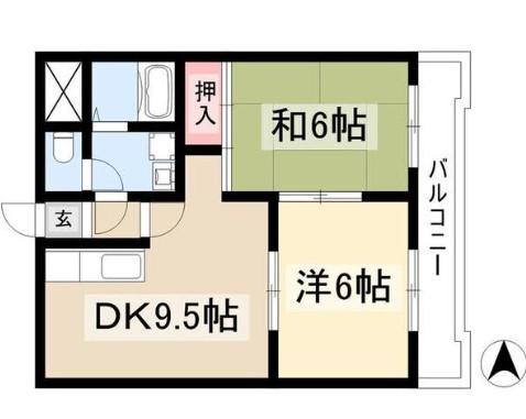 カサ松下(2LDK/5階)の間取り写真