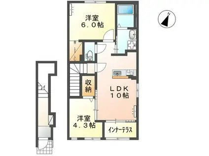 リヴィエールV(2LDK/2階)の間取り写真