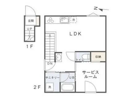 WELLNEST ROOM大岡山(1LDK/2階)の間取り写真
