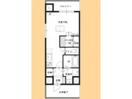 ルネス 新富町スクエア(ワンルーム/5階)の間取り写真