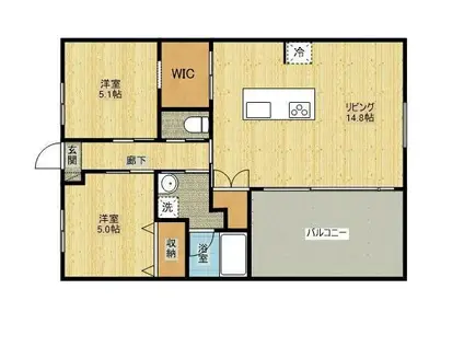 WINDMUHLEBUNKYO(2LDK/2階)の間取り写真