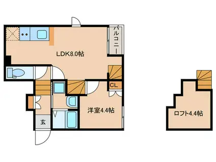エクシア御井駅前(1LDK/2階)の間取り写真