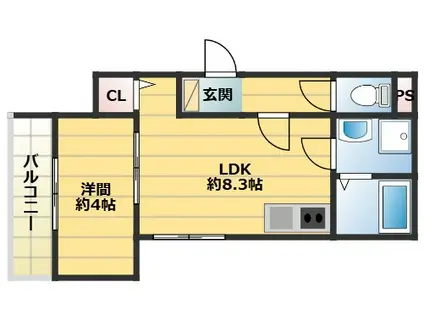THE NOBLES 戸畑I(1LDK/3階)の間取り写真