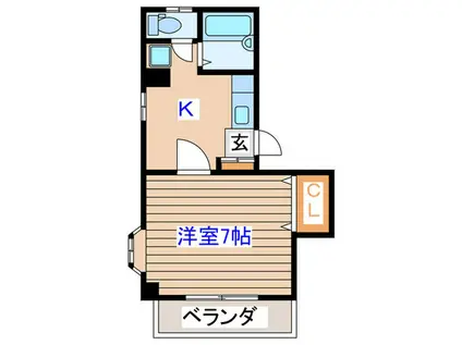 カーサーフサノウ(1K/1階)の間取り写真