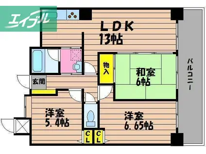 アーバンビュー倉敷(3LDK/5階)の間取り写真
