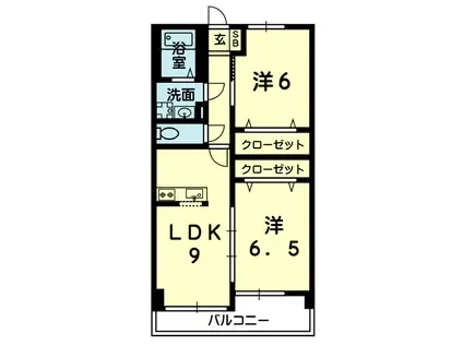 ダイナシティ光(2LDK/4階)の間取り写真