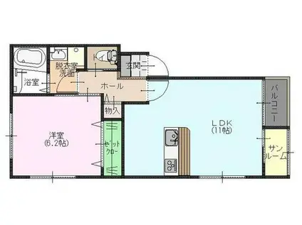 サウザンド(1LDK/3階)の間取り写真