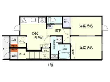 ソラーナ(2DK/1階)の間取り写真