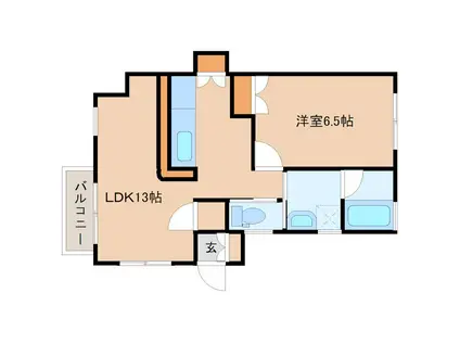 メゾネットブラボーB(1LDK/2階)の間取り写真