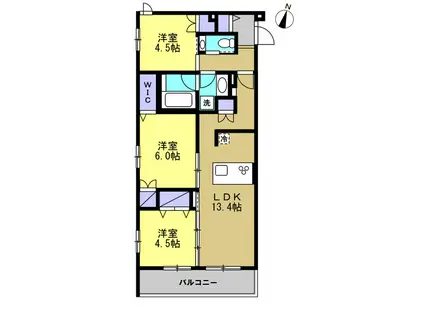 グランヴィラ川崎(3LDK/2階)の間取り写真