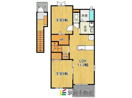 メゾン・シャーンス I(2LDK/2階)の間取り写真