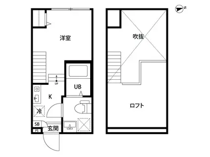 ハーモニーテラス東伊興(1K/1階)の間取り写真