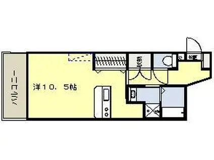 ロイヤルコート平之(1K/6階)の間取り写真