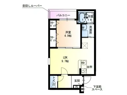 フジパレス花園中央公園II番館(1LDK/1階)の間取り写真