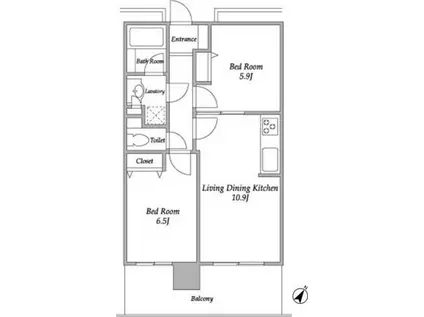 プラザタワー勝どき(2LDK/20階)の間取り写真