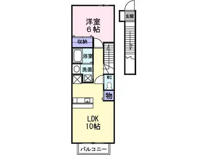 シャンノールⅡ(1LDK/2階)の間取り写真