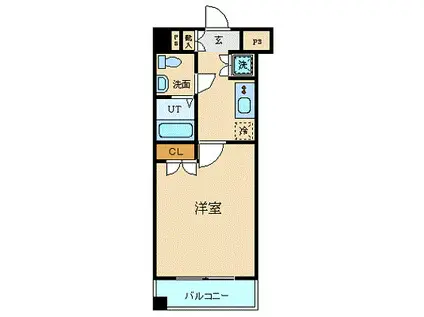 ヴィーダスカイコート品川(1K/2階)の間取り写真