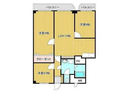 スカイコート大手町(3LDK/4階)の間取り写真