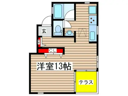 向坂タウンハイツE棟(ワンルーム/1階)の間取り写真