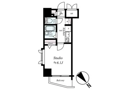 クレイスプリンシア池袋(1K/4階)の間取り写真