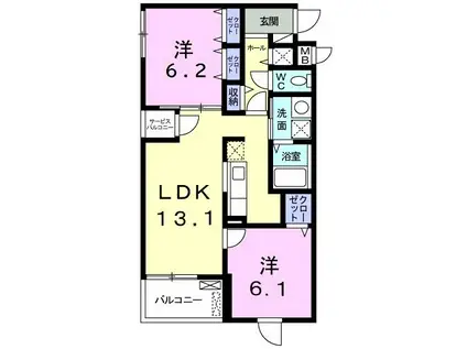 エムロード(2LDK/3階)の間取り写真