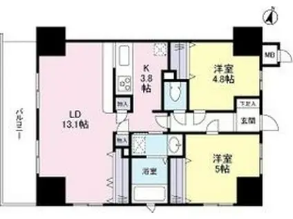 ブルールイイヅカ(2LDK/8階)の間取り写真