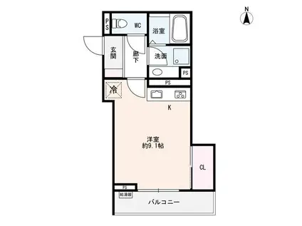 ONES (ワンルーム/2階)の間取り写真