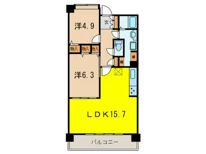 アーバンライフ目白駅前1号棟(2LDK/5階)の間取り写真