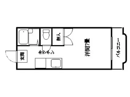 フローレス勇貴(ワンルーム/2階)の間取り写真