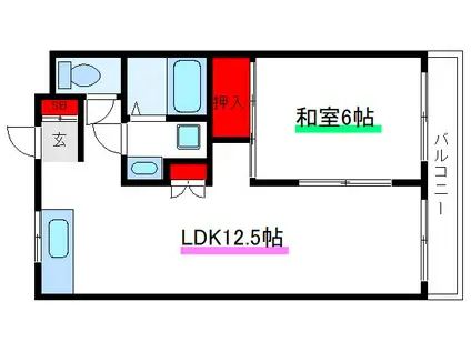 クレイドル新和(1LDK/2階)の間取り写真