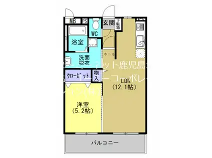 グラン コモード(1LDK/2階)の間取り写真