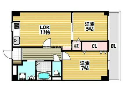 アメニティーK&SPARTII(2LDK/2階)の間取り写真