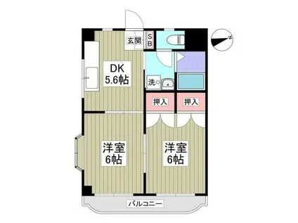 シャトル春日(2DK/3階)の間取り写真