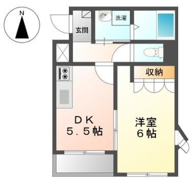 ボンヌール(1DK/1階)の間取り写真