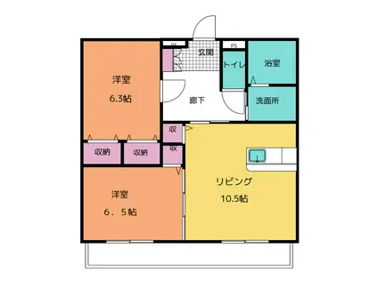 ルミエール栄(2LDK/1階)の間取り写真