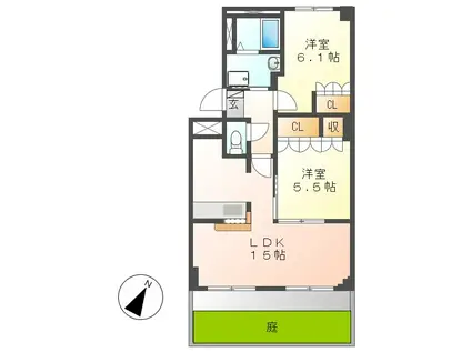 メゾン満天星(2LDK/1階)の間取り写真