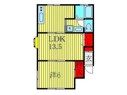 沖ノ根ニューハイツIII(1LDK/1階)の間取り写真