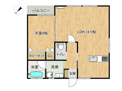 TATSUMIレジデンス ヤマト(1LDK/1階)の間取り写真