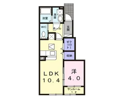 プリムローズ(1LDK/1階)の間取り写真