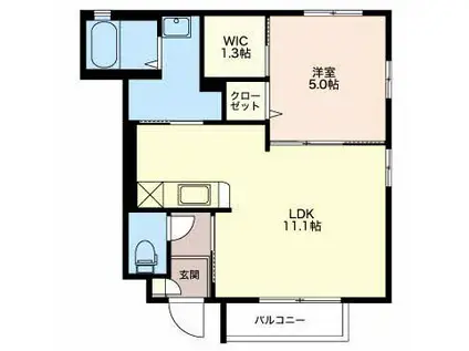 ウエストサイド壱番館(1LDK/1階)の間取り写真