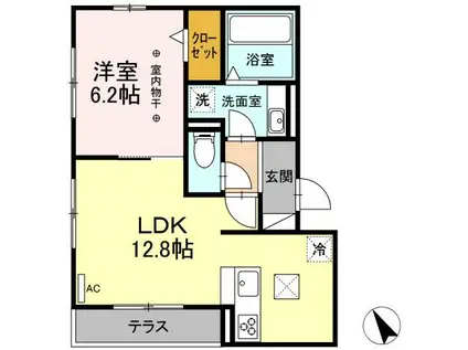 ノーブル元八事(1LDK/2階)の間取り写真