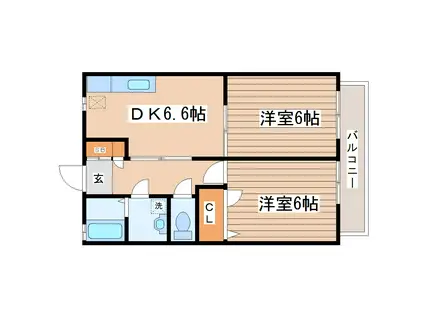 バリュージュ笹I(2DK/2階)の間取り写真