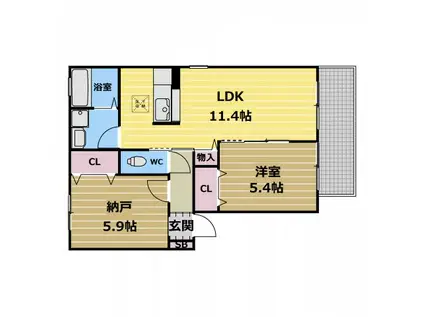 ファミーユエム アンド ティ B棟(2LDK/2階)の間取り写真