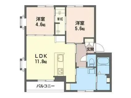 グランメール109A棟(2LDK/2階)の間取り写真