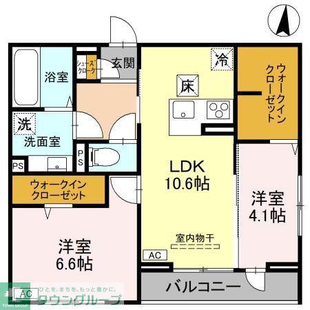 D-ROOM南越谷3丁目PJ V(2LDK/1階)の間取り写真