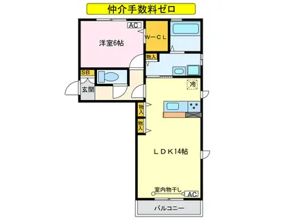 マリュー壱番館(1LDK/2階)の間取り写真