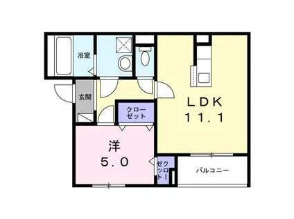 ポルテボヌール本牧(1LDK/2階)の間取り写真