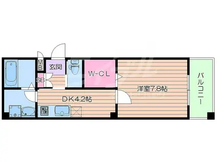 アルバス 関大前(1DK/3階)の間取り写真