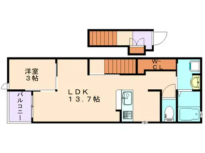 グランドール飯塚 I(1LDK/2階)の間取り写真
