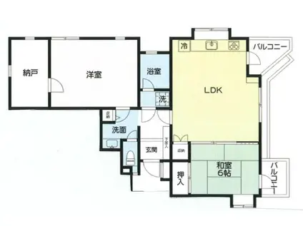 ザ・ルネサンスヒルズII(2LDK/1階)の間取り写真